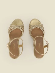 Sosandar Gold Metallic Plaited Strap Detail Jute Wedge Espadrilles - Image 4 of 4