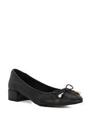 Dune London Black Leather Amazing Ballet Pumps - Image 2 of 6