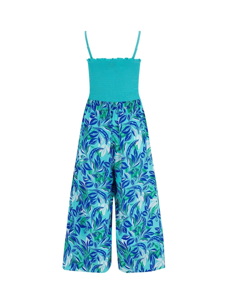 Aqua/Blau - Pour Moi Anna Beach Trägerloser Jumpsuit mit gesmoktem Oberteil und verkürzten Beinen - Bild 5 von 5 Aqua/Blau - Pour Moi Anna Beach Trägerloser Jumpsuit mit gesmoktem Oberteil und verkürzten Beinen - Bild 5 von 5
