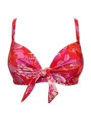 Pour Moi Red Floral Padded Casablanca Underwired Tie Front Bikini Top - Image 3 of 4