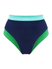 Azul marino/verde - Braguita de bikini de tiro alto con control de abdomen Palm Springs de Pour Moi - Imagen 3 de 4