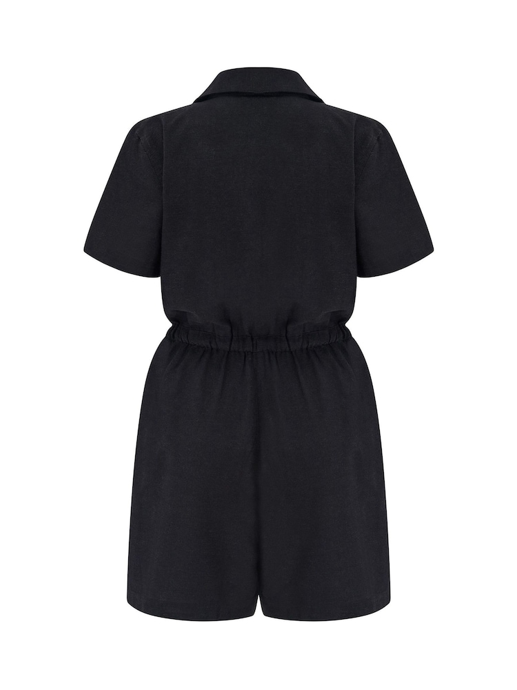 Pour Moi Black Paige Textured Woven Utility Playsuit - Image 4 of 4