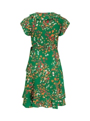Pour Moi Green Ditsy Penny Frill Wrap Woven Beach Dress - Image 4 of 4