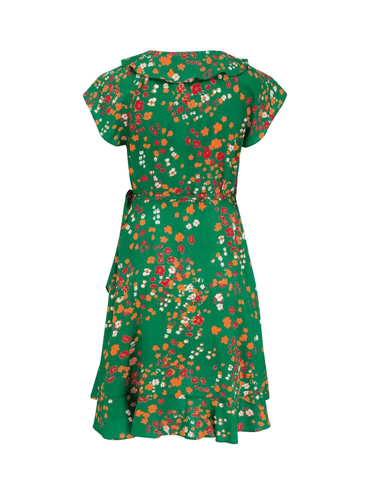 Pour Moi Green Ditsy Penny Frill Wrap Woven Beach Dress - Image 4 of 4