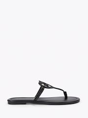 Kurt Geiger London Black Kurt Heart T Bar Flat Sandals - Image 1 of 4