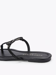 Kurt Geiger London Black Kurt Heart T Bar Flat Sandals - Image 4 of 4