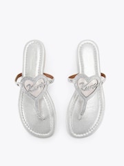 Kurt Geiger London Silver Heart T-Bar Flat Sandals - Image 2 of 4