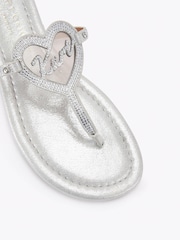 Kurt Geiger London Silver Heart T-Bar Flat Sandals - Image 3 of 4