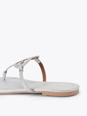 Kurt Geiger London Silver Heart T-Bar Flat Sandals - Image 4 of 4
