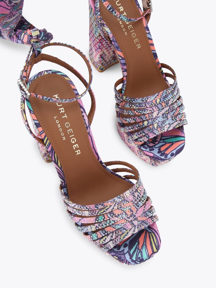Kurt Geiger London Purple Pierra Ankle Tie Platform Sandals - Image 2 of 4 Kurt Geiger London Purple Pierra Ankle Tie Platform Sandals - Image 2 of 4