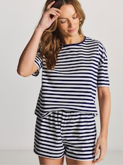 Simply Be Black Pretty Secrets Back To Basics Striped Short Pyjamas Set - Image 2 of 3