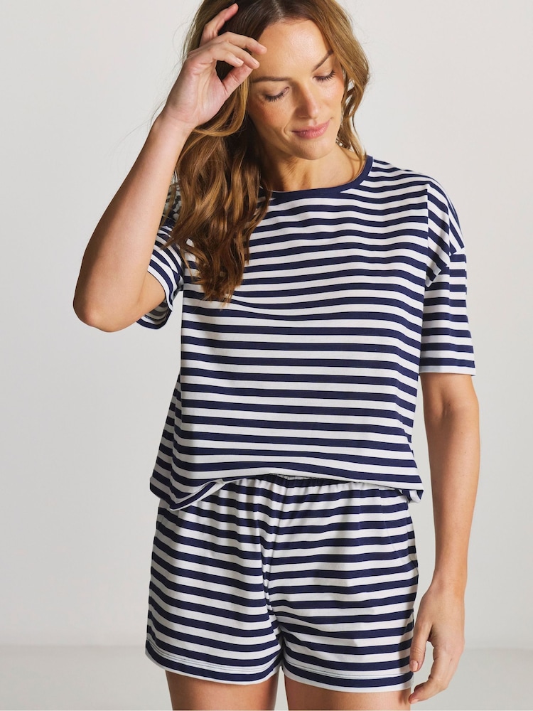 Simply Be Black Pretty Secrets Back To Basics Striped Short Pyjamas Set - Image 2 of 3 Simply Be Black Pretty Secrets Back To Basics Striped Short Pyjamas Set - Image 2 of 3