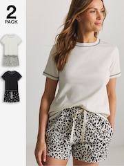 Simply Be Black Ribbed Shorts Set 2 Pack - Image 1 of 5