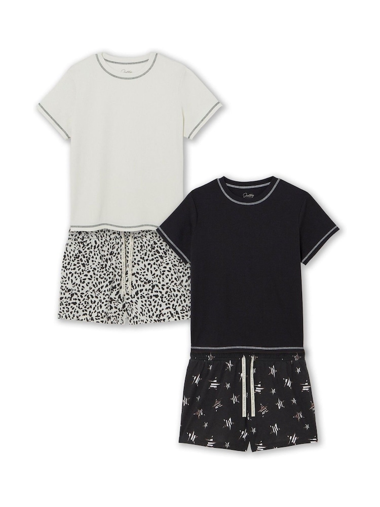 Simply Be Black Ribbed Shorts Set 2 Pack - Image 5 of 5