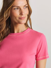 Simply Be Pink Ribbed T-Shirt Pyjamas Set 2 Pack - Image 3 of 4