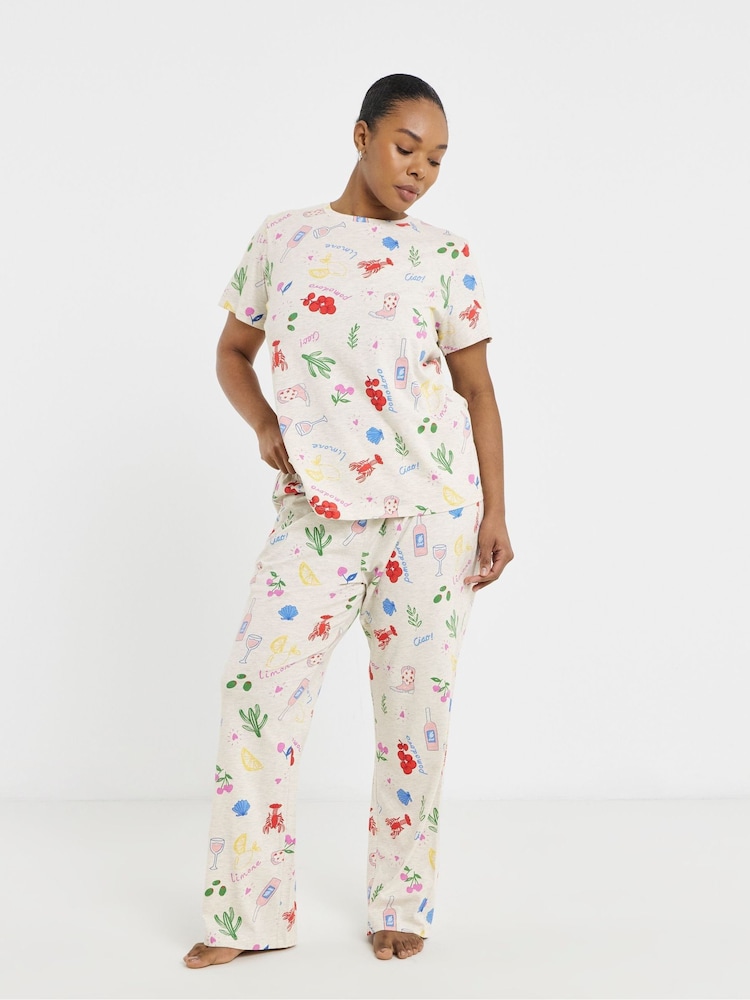Simply Be Value Food Print Pyjamas Set - Imaginea 1 din 4
