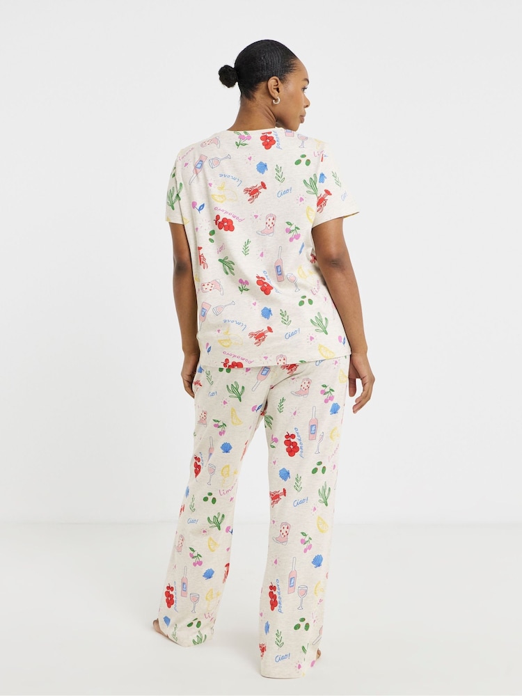 Simply Be Value Food Print Pyjamas Set - Imaginea 2 din 4