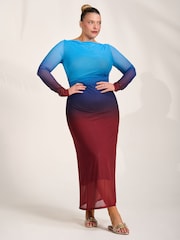 Jolie Moi Ombre Long Sleeve Slash Neck Mesh Maxi Dress - Bild 6 von 6