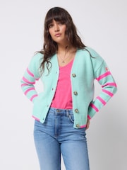 SCAMP & DUDE Green Stripe Cardigan - Image 1 of 5