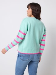 SCAMP & DUDE Green Stripe Cardigan - Image 3 of 5