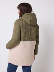 SCAMP & DUDE Green Quilt and Borg Hooded Coat - Image 2 of 5