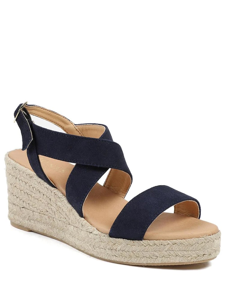 Jones Bootmaker Blue Romilly Leather Wedge Heeled Espadrilles - Image 2 of 5