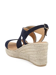 Jones Bootmaker Blue Romilly Leather Wedge Heeled Espadrilles - Image 3 of 5