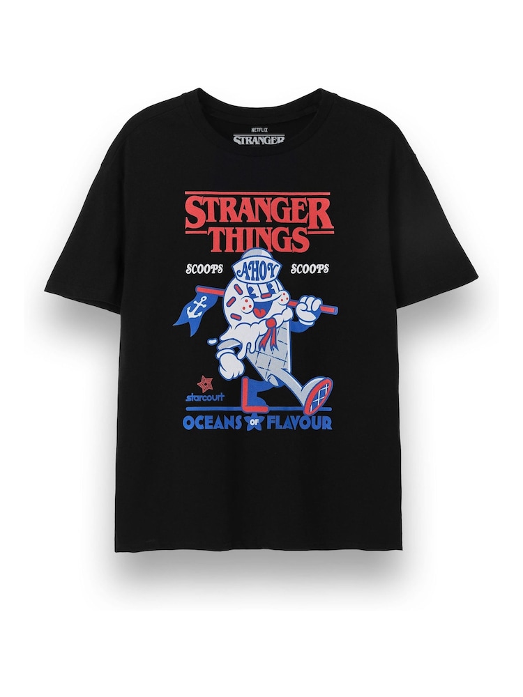Vanilla Underground Black Stranger Things Scoops Short Sleeved T-Shirt - Image 1 of 6 Vanilla Underground Black Stranger Things Scoops Short Sleeved T-Shirt - Image 1 of 6