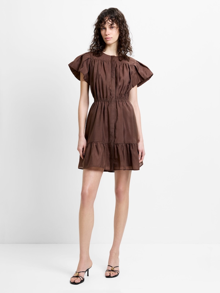 French Connection Brown Holland D Ring Mini Dress - Image 1 of 6 French Connection Brown Holland D Ring Mini Dress - Image 1 of 6