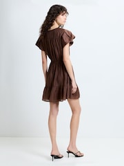 French Connection Brown Holland D Ring Mini Dress - Image 2 of 6