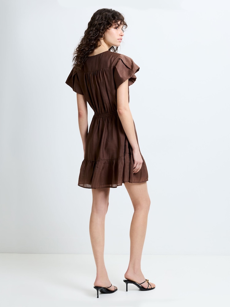 French Connection Brown Holland D Ring Mini Dress - Image 2 of 6 French Connection Brown Holland D Ring Mini Dress - Image 2 of 6