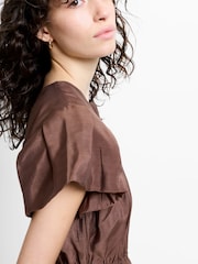 French Connection Brown Holland D Ring Mini Dress - Image 4 of 6