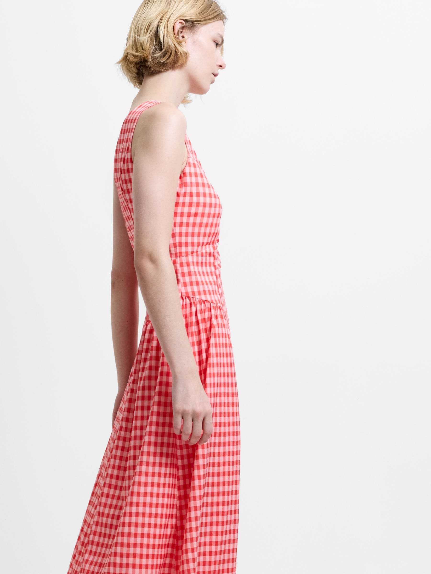 Buy French Connection Red Sheila Checks Voluminous Midi Dress from