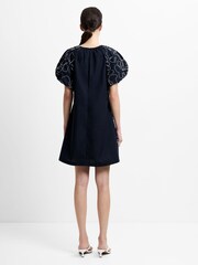 French Connection Black Rhodes Embroidered Mini Dress - Image 2 of 6