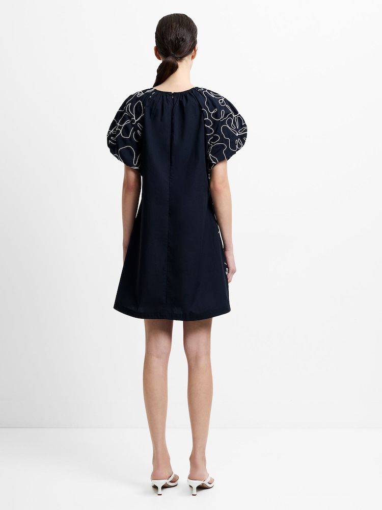 French Connection Black Rhodes Embroidered Mini Dress - Image 2 of 6 French Connection Black Rhodes Embroidered Mini Dress - Image 2 of 6