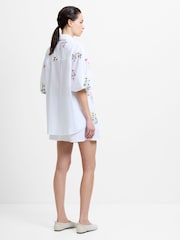 French Connection White Botanical Embroidered Cotton Shirt - Image 2 of 5