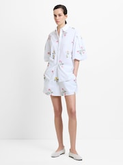 French Connection White Botanical Embroidered Cotton Shirt - Image 3 of 5