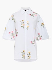French Connection White Botanical Embroidered Cotton Shirt - Image 5 of 5