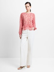 French Connection Red Poppy Emina Semi Sheer Top - Image 1 of 6