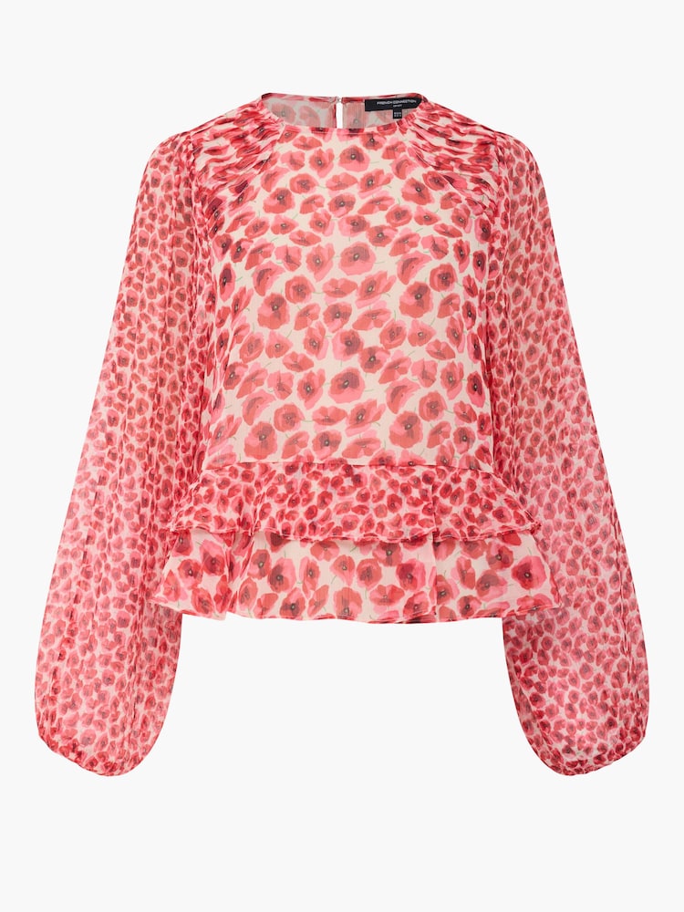 French Connection Red Poppy Emina Semi Sheer Top - Image 6 of 6