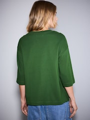 Green Hamish Christmas Boxy Elbow Sleeve Crew Neck T-Shirt - Image 4 of 5