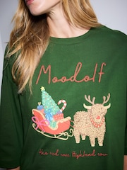 Green Hamish Christmas Boxy Elbow Sleeve Crew Neck T-Shirt - Image 5 of 5