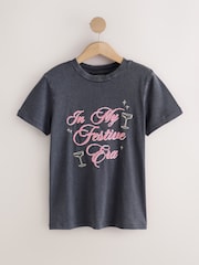Blue Festive Era Graphic Christmas Short Sleeve T-Shirt - Image 5 of 7