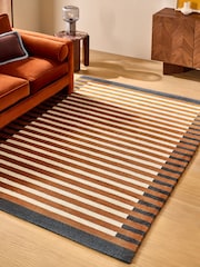 MADE.COM Rust Brown Lois Stripe Rug - Image 1 of 5