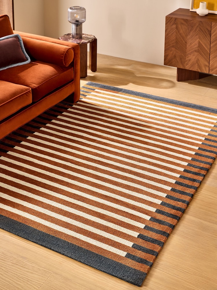 MADE.COM Rust Brown Lois Stripe Rug - Image 1 of 5 MADE.COM Rust Brown Lois Stripe Rug - Image 1 of 5