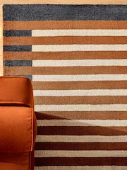 MADE.COM Rust Brown Lois Stripe Rug - Image 3 of 5