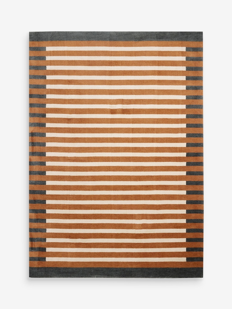 MADE.COM Rust Brown Lois Stripe Rug - Image 5 of 5 MADE.COM Rust Brown Lois Stripe Rug - Image 5 of 5