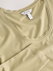 Peščena - Majica z dolgimi rokavi in širokim ovratnikom N.Premium Cinch Waist - Slika 6 iz 7