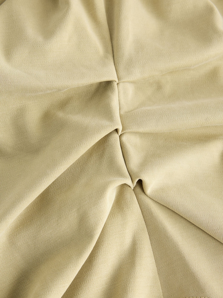 Peščena - Majica z dolgimi rokavi in širokim ovratnikom N.Premium Cinch Waist - Slika 7 iz 7