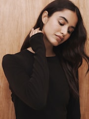 Black Thermal Crew Neck Long Sleeve Top - Image 6 of 11